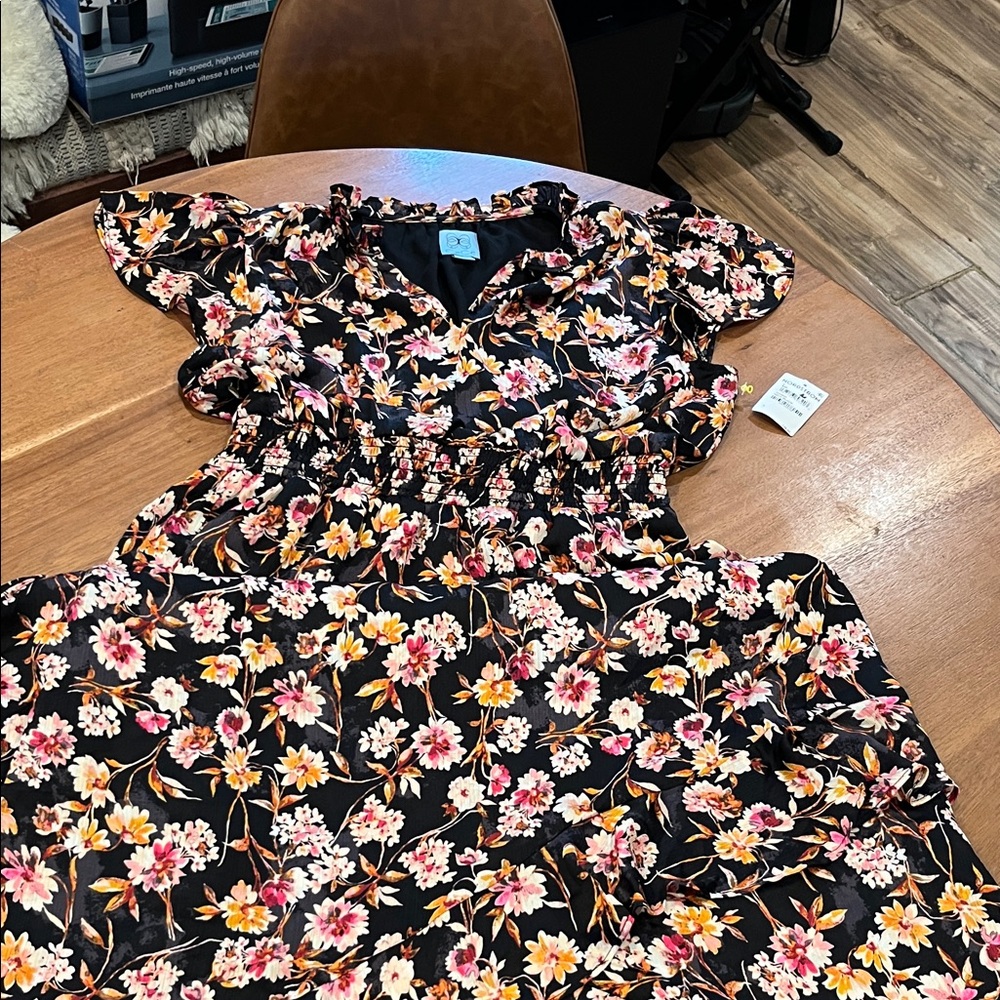 cece Black Floral Dress